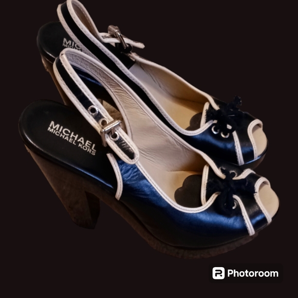 Michael Kors Black and White Slingbacks - Picture 2 of 6